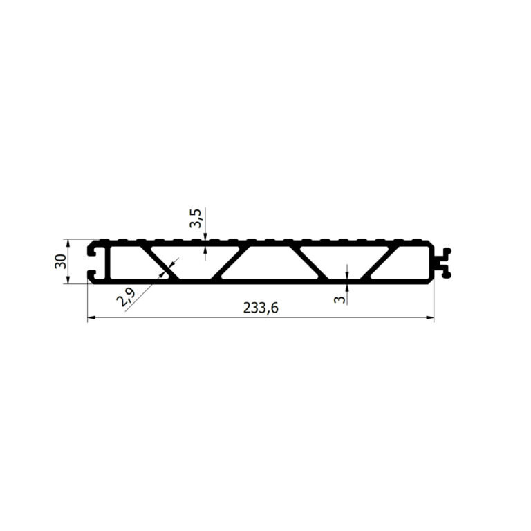 Profil aluminiowy trapu środkowy przekrój wymiary techniczne